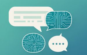 Two dialogue bubbles talking to each other on a teal background