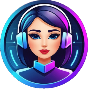 Girl logo with headphones.